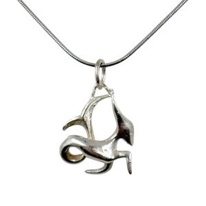 Modernist sterling silver Capricorn pendant